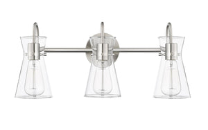 Vanity Fixtures 3 Lamps Camellia Vanity Light - Brushed Nickel - Clear Glass - 22in. Wide