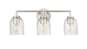 Vanity Fixtures 3 Lamps Catania Vanity Light - Brushed Nickel - Clear Swirl Glass - 22.8in. Wide