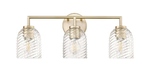 Vanity Fixtures 3 Lamps Catania Vanity Light - Modern Gold - Clear Swirl Glass - 22.8in. Wide
