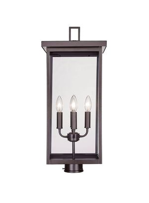 Post Top Lamps Barkeley Outdoor Post Top Lantern - Powder Coated Bronze - Clear Glass - 11in. Diameter - E12 Candelabra Base