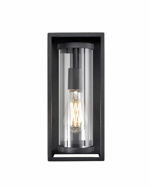 Wall Sconces Caleb Outdoor Wall Sconce - Textured Black - Clear Glass - 12.5in. Height- E26 Medium Base