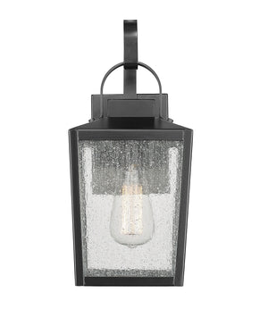 Wall Sconces Devens Outdoor Wall Sconce - Powder Coated Black - Clear Seeded Glass - 9.375in. Extension - E26 Medium Base