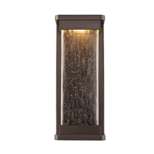 LED Wall Lamps Ederle Outdoor Wall Lamp - Powder Coat Bronze - Clear Water Seeded Glass - 11W Integrated LED Module - 850lm - 16in. H - 3000K Warm White