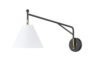 Wall Sconces Elane Swivel Arm Wall Sconce - Matte Black and Vintage Brass - 1.18in Extension -E26 Medium Base