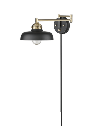 Wall Sconces Ellison Swivel Arm Wall Sconce - Matte Black and Vintage Brass - 1.18in Extension -E26 Medium Base
