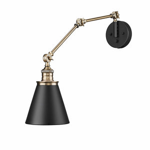 Wall Sconces Evonne Swivel Arm Wall Sconce - Matte Black and Vintage Brass - 1.18in Extension -E26 Medium Base