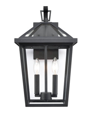 Wall Sconces Mensun Outdoor Wall Sconce - Textured Black - Clear Glass - 10.75in. Extension - E26 Candelabra Base