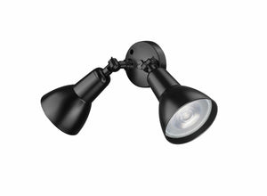 LED Flood Lights Outdoor Dual-Head Flood Light - Powder Coated Black - 11in Extension - E26 Medium Base