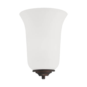Wall Sconces Wall Sconce - Rubbed Bronze - Etched White Glass - 4in. Extension - E26 Medium Base