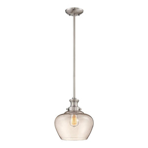Pendant Fixtures 11'' Full Sized Pendant Stem Hung with Clear Glass Brushed Nickel