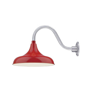 ECO-RLM 14'' Satin Red Aluminum Modified Warehouse Shade With Gooseneck 14 1/2'' Aluminum Gooseneck Arm With Arm Height of 7 1/2''