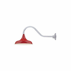 ECO-RLM 14'' Satin Red Aluminum Modified Warehouse Shade With Gooseneck 21 1/2'' Aluminum Gooseneck Arm With Arm Height of 6 1/2''
