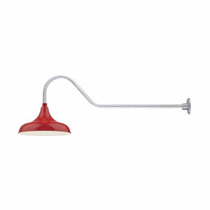 ECO-RLM 14'' Satin Red Aluminum Modified Warehouse Shade With Gooseneck 41'' Aluminum Gooseneck Arm With Arm Height of 9''