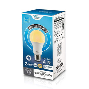 LED Light Bulbs 14W A19 Non-Dimmable 3 Way LED Bulb - 210 Degree Beam - E26 Base - 500lm / 1000lm / 1500lm
