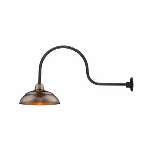 ECO-RLM 17'' Natural Copper Warehouse Shade With Gooseneck 30'' Aluminum Painted Satin Black Gooseneck Arm With Arm Height of 13''