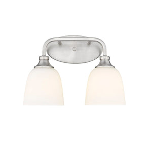 Vanity Fixtures 2 Lamps Alberta Vanity Light - Brushed Nickel - White Glass - 15in. Wide