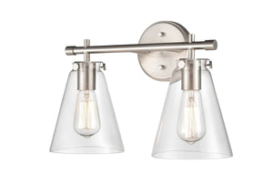 Vanity Fixtures 2 Lamps Aliza Vanity Light - Brushed Nickel - Clear Glass - 16in. Wide