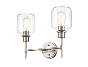 Vanity Fixtures 2 Lamps Asheville Vanity Light - Satin Nickel - Clear Glass - 17.5in. Wide