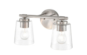 Vanity Fixtures 2 Lamps Bathroom Vanity Light - Brushed Nickel - Clear Seeded Glass - 15in. Wide
