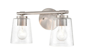 Vanity Fixtures 2 Lamps Bathroom Vanity Light - Brushed Nickel - Clear Seeded Glass - 15in. Wide