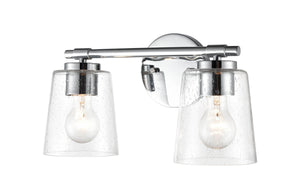 Vanity Fixtures 2 Lamps Bathroom Vanity Light - Chrome - Clear Seeded Glass - 15in. Wide