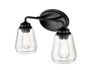 Vanity Fixtures 2 Lamps Bathroom Vanity Light - Matte Black - Clear Seeded Glass - 15.25in. Wide