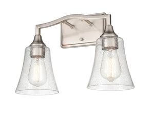 Vanity Fixtures 2 Lamps Caily Vanity Light - Brushed Nickel - Clear Seeded Glass - 15.75in. Wide