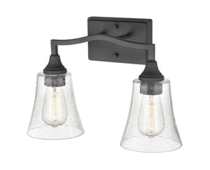 Vanity Fixtures 2 Lamps Caily Vanity Light - Matte Black - Clear Seeded Glass - 15.75in. Wide