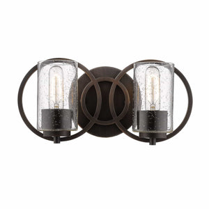 Vanity Fixtures 2 Lamps Delano Vanity Light - Rubbed Bronze - Clear Seeded Glass - 15.75in. Wide
