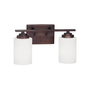 Vanity Fixtures 2 Lamps Durham Vanity Light - Rubbed Bronze - Etched White Glass - 14.25in. Wide