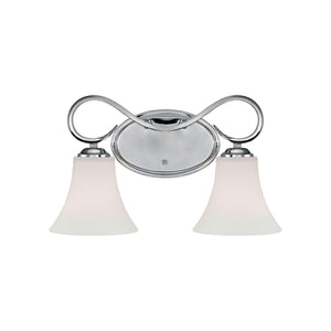 Vanity Fixtures 2 Lamps Fair Lane Vanity Light - Chrome - Etched White Glass - 16in. Wide
