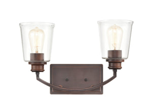 Vanity Fixtures 2 Lamps Forsyth Vanity Light - Rubbed Bronze - Clear Glass - 16in. Wide