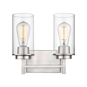 Vanity Fixtures 2 Lamps Janna Vanity Light - Brushed Nickel - Clear Glass - 11.5in. Wide