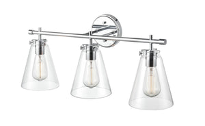 Vanity Fixtures 3 Lamps Aliza Vanity Light - Chrome - Clear Glass - 27in. Wide