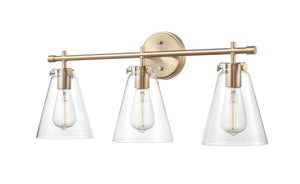 Vanity Fixtures 3 Lamps Aliza Vanity Light - Modern Gold - Clear Glass - 27in. Wide