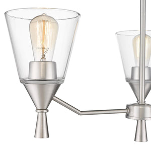 Chandelier 3 Lamps Artini Chandelier - Brushed Nickel Finish - Clear Glass - 18in Diameter - E26 Medium Base