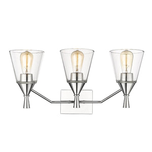 Vanity Fixtures 3 Lamps Artini Vanity Light - Chrome - Clear Glass - 23in. Wide