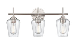 Vanity Fixtures 3 Lamps Ashford Vanity Light - Brushed Nickel - Clear Glass - 22in. Wide