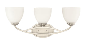 Vanity Fixtures 3 Lamps Bathroom Vanity Light - Brushed Nickel - Etched White Glass - 24in. Wide