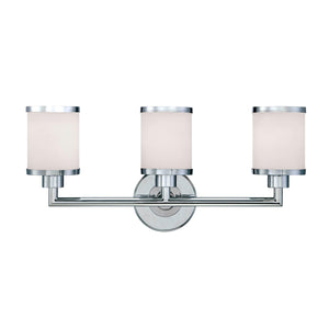 Vanity Fixtures 3 Lamps Bathroom Vanity Light - Chrome - Etched White Glass - 23in. Wide
