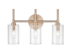 Vanity Fixtures 3 Lamps Chastine Vanity Light - Modern Gold - Clear Beveled Glass - 19in. Wide