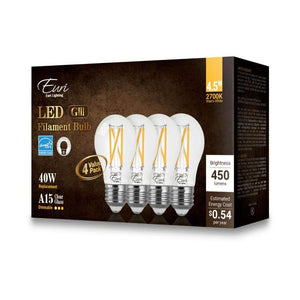 Vintage LED Bulbs 4.5W A15 Dimmable Vintage LED Bulb - 320 Degree Beam - E26 Base - 450lm - 2700K Soft White - 4-Pack