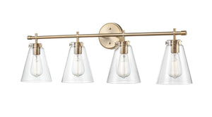 Vanity Fixtures 4 Lamps Aliza Vanity Light - Modern Gold - Clear Glass - 35in. Wide