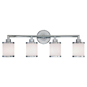 Vanity Fixtures 4 Lamps Bathroom Vanity Light - Chrome - Etched White Glass - 30.5in. Wide