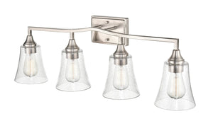 Vanity Fixtures 4 Lamps Caily Vanity Light - Brushed Nickel - Clear Seeded Glass - 32.5in. Wide