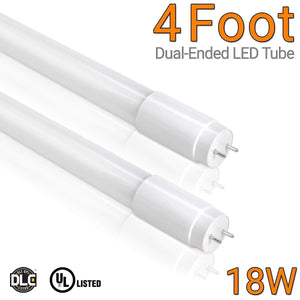 LED Tubes 4ft 18W LED Tube - Ballast Bypass Dual Ended - 100-277VAC - 2200lm 4000K - Natural White