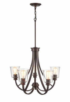 Chandeliers 5 Lamps Forsyth Chandelier - Rubbed Bronze - Clear Glass - 25in Diameter - E26 Medium Base