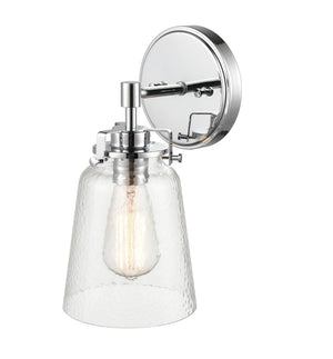 Wall Sconces Amberose Wall Sconce - Chrome - Hammered Glass - 7.25in. Extension - E26 Medium Base