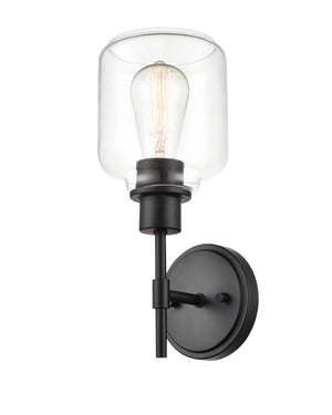 Wall Sconces Asheville Wall Sconce - Matte Black - Clear Glass - 6in. Extension - E26 Medium Base