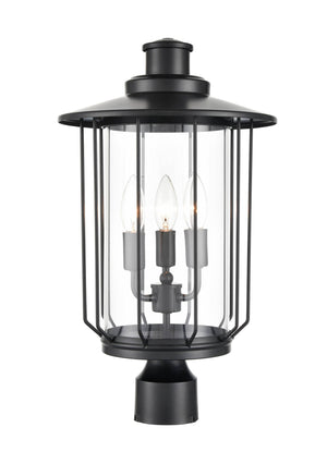 Post Top Lamps Belvoir Outdoor Post Top Lantern - Powder Coat Black - Clear Glass - 11in. Diameter - E12 Candelabra Base